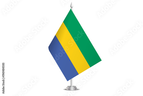 Bild auf Leinwand Gabon flag - wavy stick flag of country, cultural identity and heritage