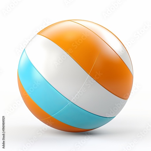 Colorful Beach Ball on White Backdrop Summer Fun, Recreation, and Vacation Concept. Isolated