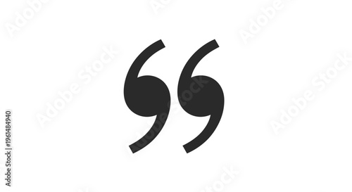 Large black quotation marks symbol.