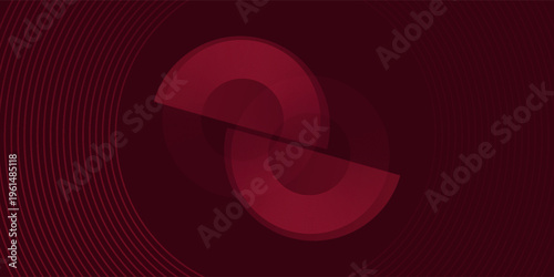 Abstract minimalist burgundy trendy background. Modern circles and halftone