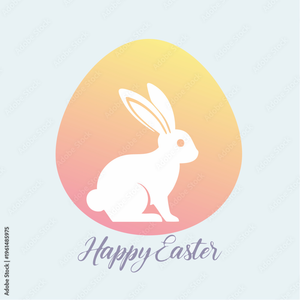 Fototapeta premium Happy easter silhouette bunny and egg gradient with the text 'happy easter' is