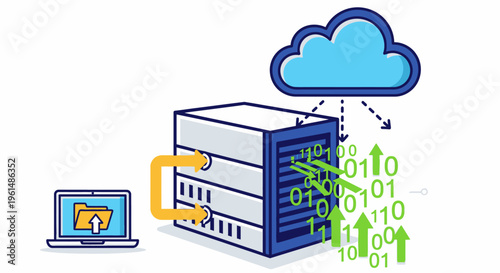 Cloud server with data transfer.