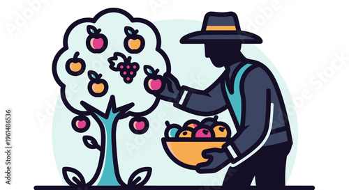 Man picking apples from tree 1.
