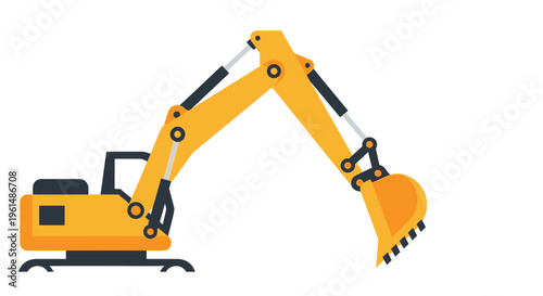 Yellow excavator machine with arm 1.