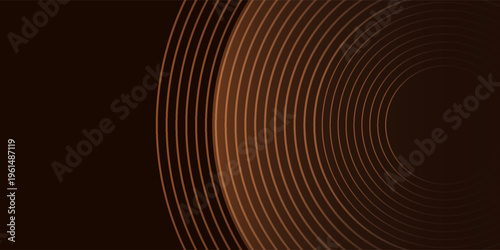 Quadro su tela 3D abstract golden brown gradient circle lines