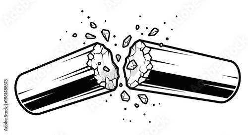 Broken cigarette into two pieces.