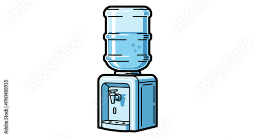 Water cooler with bottle on top.