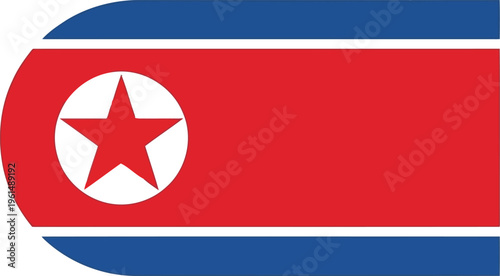 North Korea Flag Rounded Rectangular Emblem Icon Isolated on White Background for National Identity Design