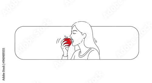 Young woman enjoying a crisp red apple promoting healthy eating and refreshing choices for a