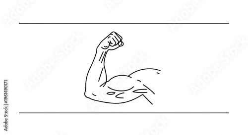 Dynamic illustration of a strong human arm flexing bicep muscle for fitness and power concept