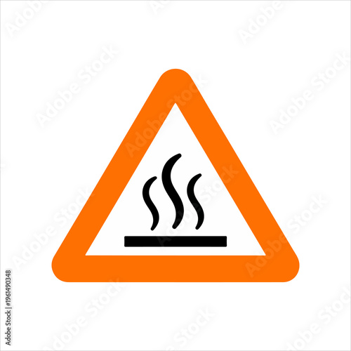 Hot surface warning sign in orange and black.