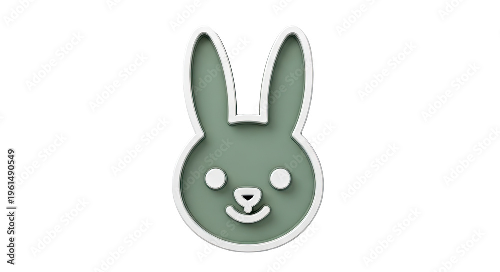 Obraz premium Green and White 3D Bunny Icon