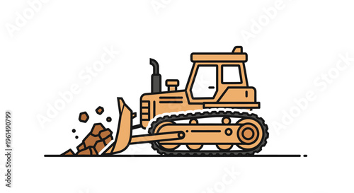 Bulldozer digging earth with blade 1.