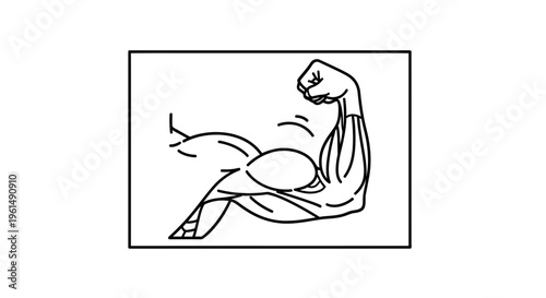 Outline illustration of a powerful arm flexing its bicep representing strength and fitness