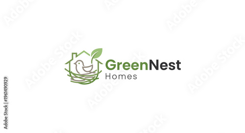GreenNest Homes eco friendly logo design.
