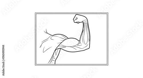Detailed line art illustration of a flexed human arm showcasing musculature and strength