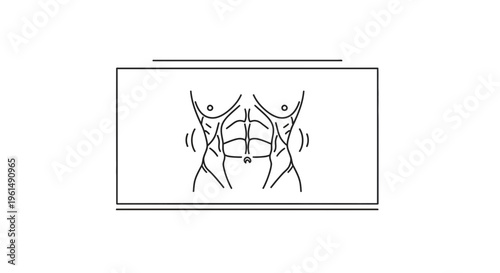 Abstract representation of a fit human body showcasing sculpted core muscles in a clean line art