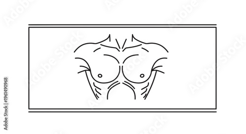 Minimalist muscular male torso illustration depicting human anatomy and fitness concepts