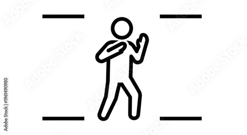 Minimalist icon showing a person in a ready stance, symbolizing defense, combat, or martial arts