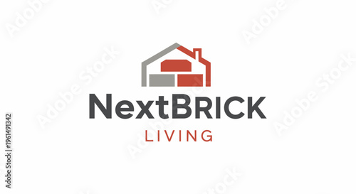 NextBRICK LIVING company logo design.