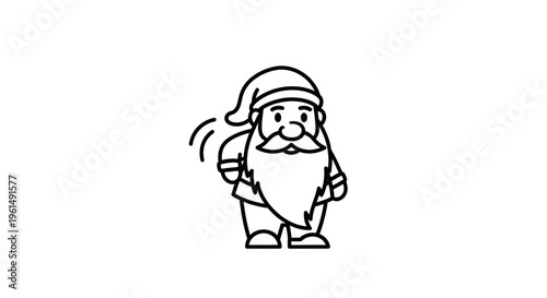 Charming minimalist bearded character in a whimsical hat, ideal for festive designs and joyful