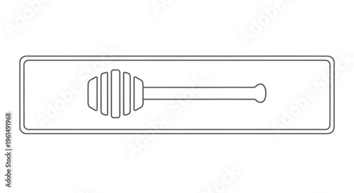 Minimalist outline illustration of a classic honey dipper tool within a neat rectangular frame