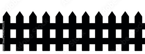 picket fence silhouette, domestic boundary, black vector illustration