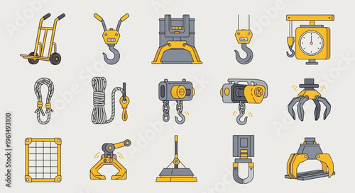 Industrial equipment icons set.