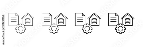 Etl Process Icons Vector Set In Different Stroke Line Style