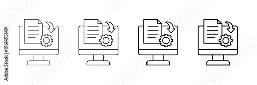 Batch Processing Icons Vector Set In Different Stroke Line Style