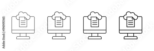 Cloud Data Platform Icons Vector Set In Different Stroke Line Style