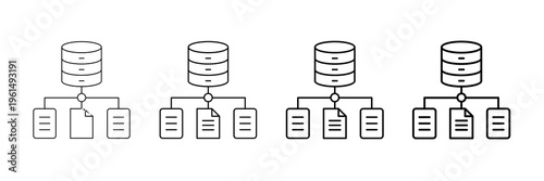 Data Infrastructure Icons Vector Set In Different Stroke Line Style