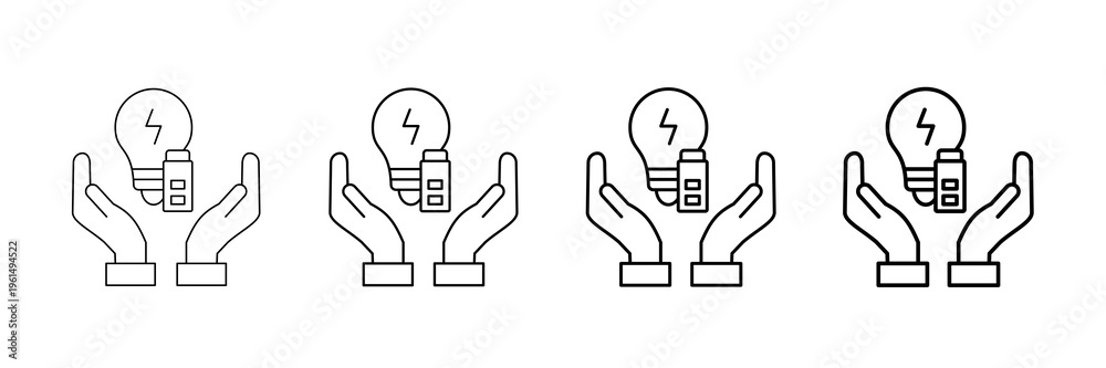 Fototapeta premium Energy Saving Icons Vector Set In Different Stroke Line Style