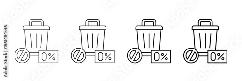 Zero Waste Icons Vector Set In Different Stroke Line Style