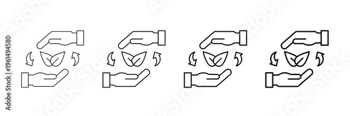 Plant Care Icons Vector Set In Different Stroke Line Style