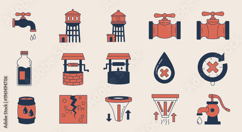 Oil industry icons and symbols set.