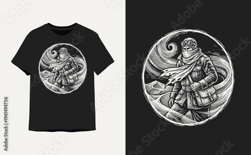 Vintage Desert Explorer Aviator Graphic for T-Shirt