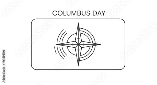 Minimalist line art graphic symbolizing historical navigation and exploration for Columbus Day
