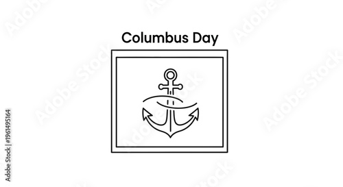 Clean linear icon of a boat anchor with water wave for a significant commemorative date