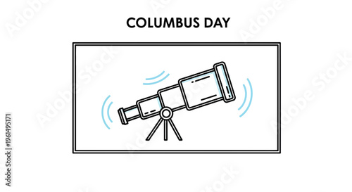 Minimalist line illustration for Columbus Day highlighting themes of maritime exploration and