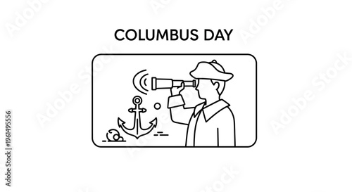 Historical explorer using telescope discovering new horizons maritime adventure and celebration