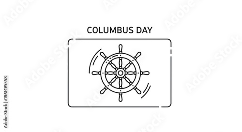 Outline illustration for historical voyage commemoration featuring a turning ship's helm graphic