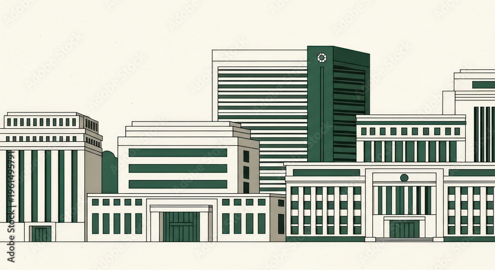 Fototapeta premium Minimalist Illustration of a Modern Urban