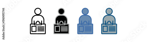 
visitor icon set multiple style collection with people design, visiting card