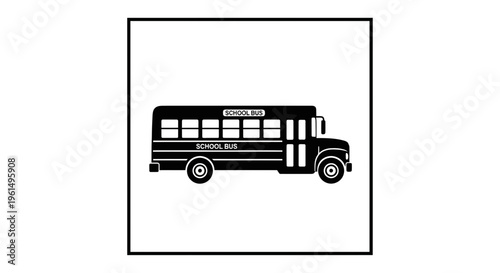 Stylized monochrome school bus graphic representing student transport and academic journey