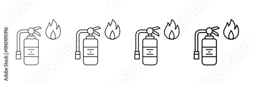 Fire Extinguisher Icons Vector Set In Different Stroke Line Style