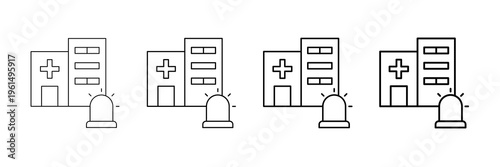 Hospital Emergency Icons Vector Set In Different Stroke Line Style