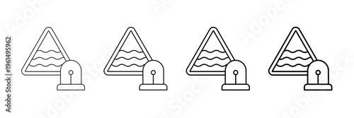 Flood Emergency Icons Vector Set In Different Stroke Line Style