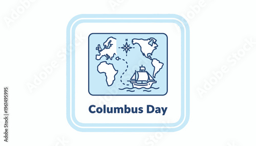 Historical seafaring journey map illustration for discovery commemoration