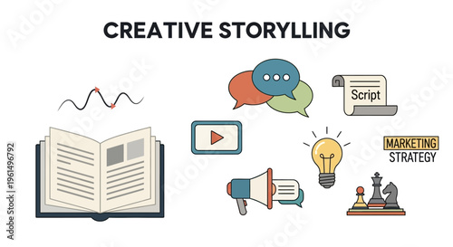 Creative storytelling marketing strategy concept.